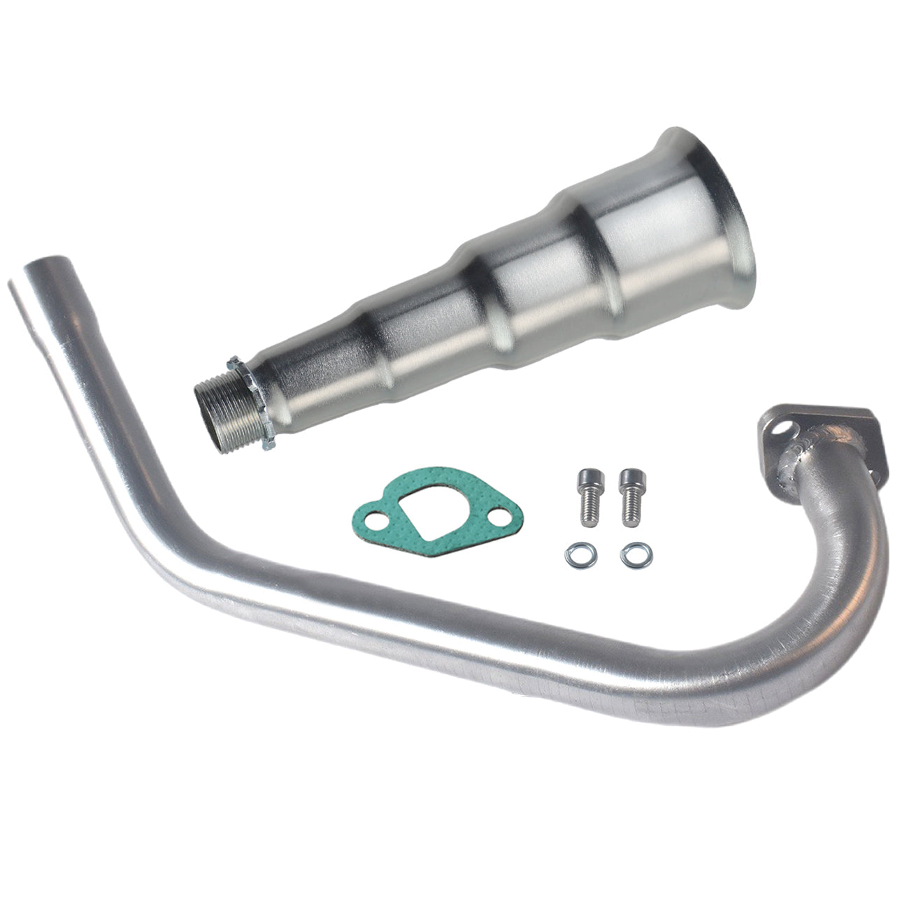 Upgraded 4 Stage Exhaust Header Pipe Silver,For Predator 212cc 196cc Go Kart& Mini Bike, For Coleman Powersports CT200U,CT200U-EX,BT200X, For Honda GX160,GX200