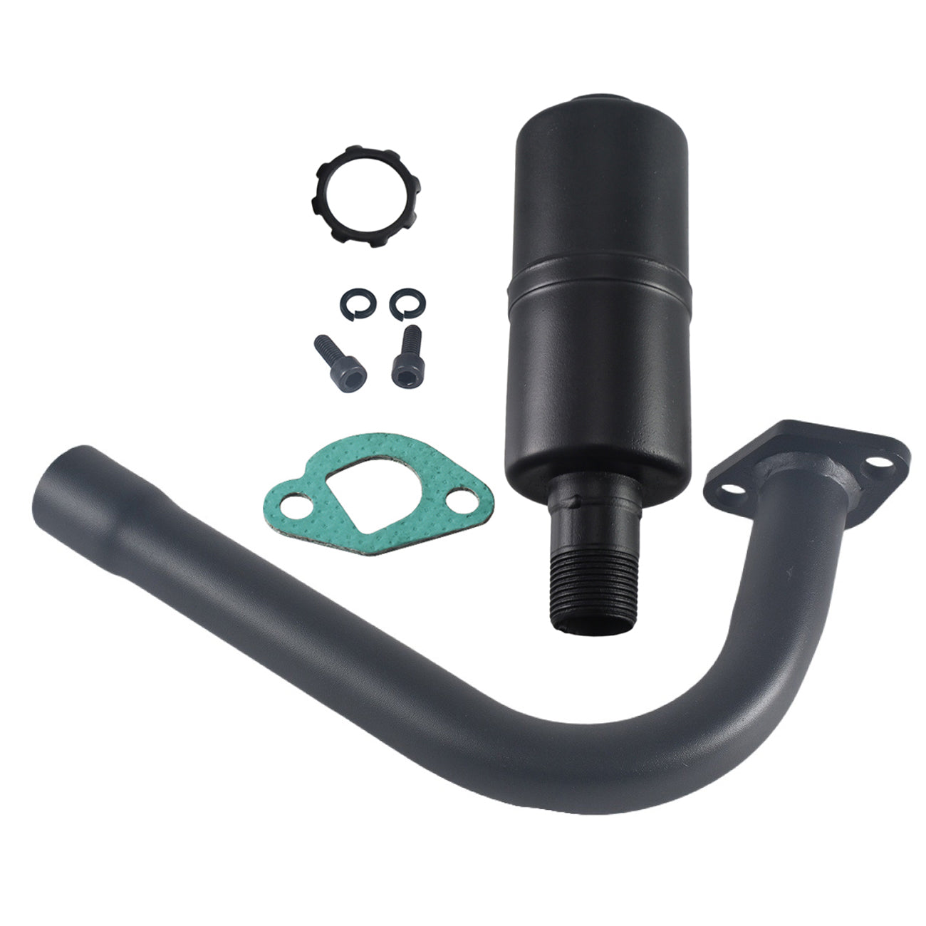 Exhaust Pipe with Muffler For Predator 212cc 196cc/6.5HP,For Coleman CT200U BT200X,Go Kart and Gas Mini Bike Black