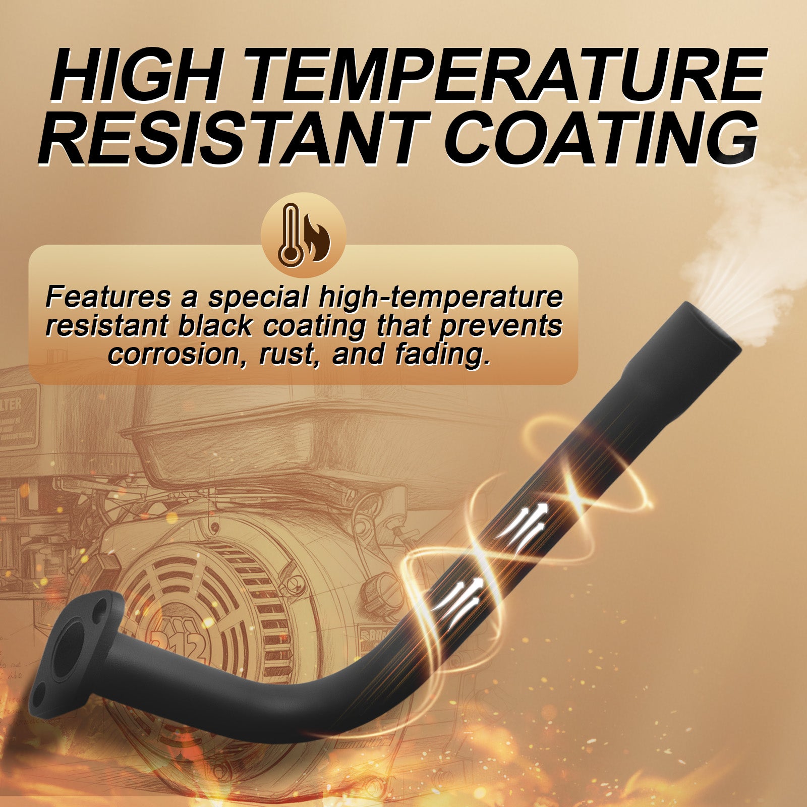 212cc Exhaust Pipe with Muffler For Coleman CT200U BT200X KT196 RB200 MB200,For Predator 212cc 196cc/6.5HP Go Kart and Gas Mini Bike Black