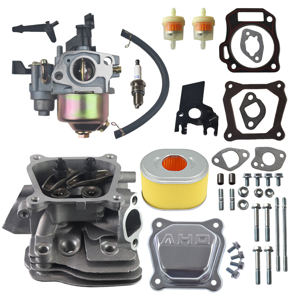 Assembled CNC Cylinder Head Carburetor Kit for Honda GX160 GX200 for Predator 212cc Non-Hemi Engines, with Valve Cover Gaskets & Spark Plug Fits Generators, Water Pumps, Pressure Washers