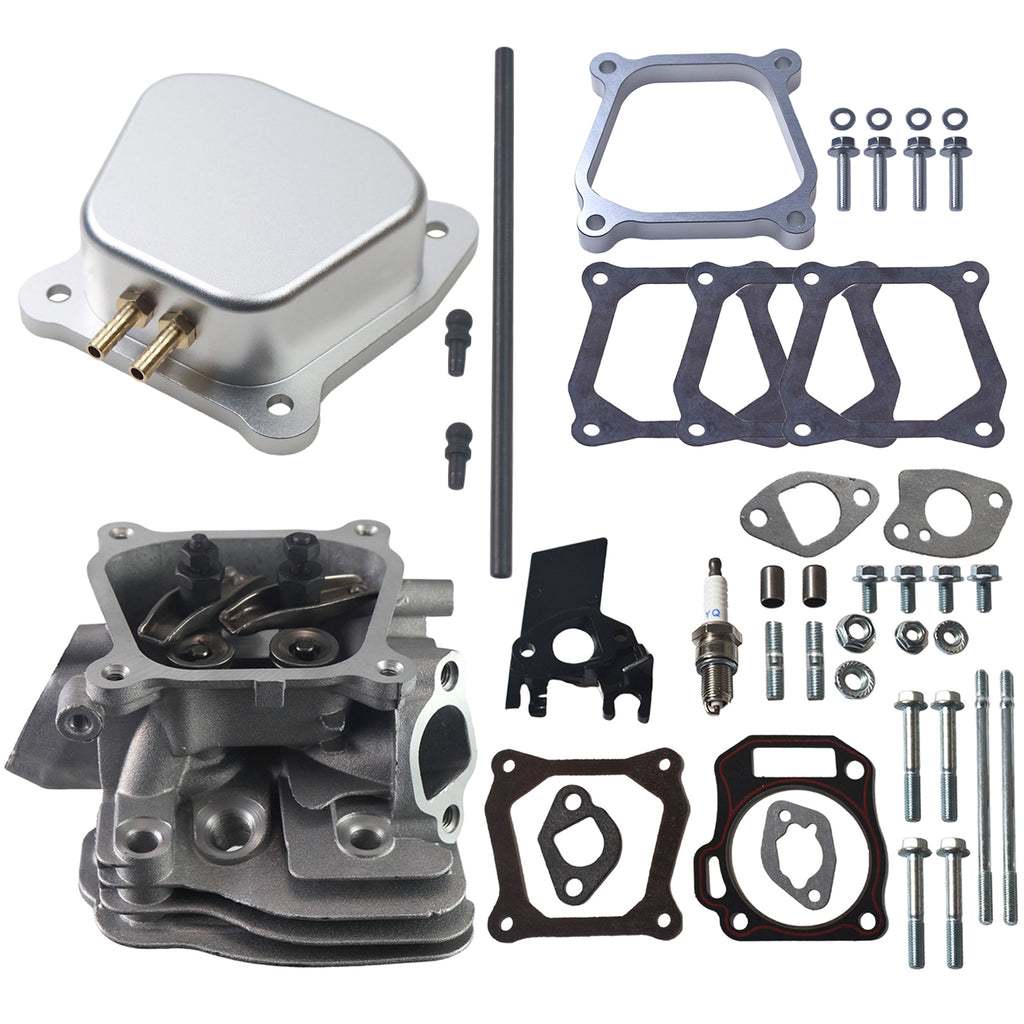 Assembled Cylinder Head with Billet Aluminum Valve Cover Spacer For Honda GX160 GX200 5.5Hp 6.5Hp Harbor Freight Predator 212cc non hemi Engine