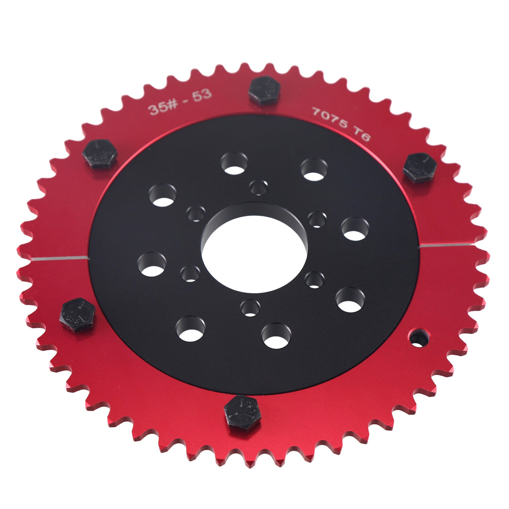 7075 Aluminum Universal 35 Chain 53T Split Sprocket with Adapter for Predator 212cc 196cc 79cc Go Kart Mini Bike CT200U-EX CT200U BT200X CT100U MB200 MBX11 Motorcycle Black