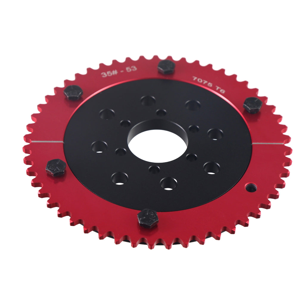 7075 Aluminum Universal 35 Chain 53T Split Sprocket with Adapter for Predator 212cc 196cc 79cc Go Kart Mini Bike CT200U-EX CT200U BT200X CT100U MB200 MBX11 Motorcycle Black