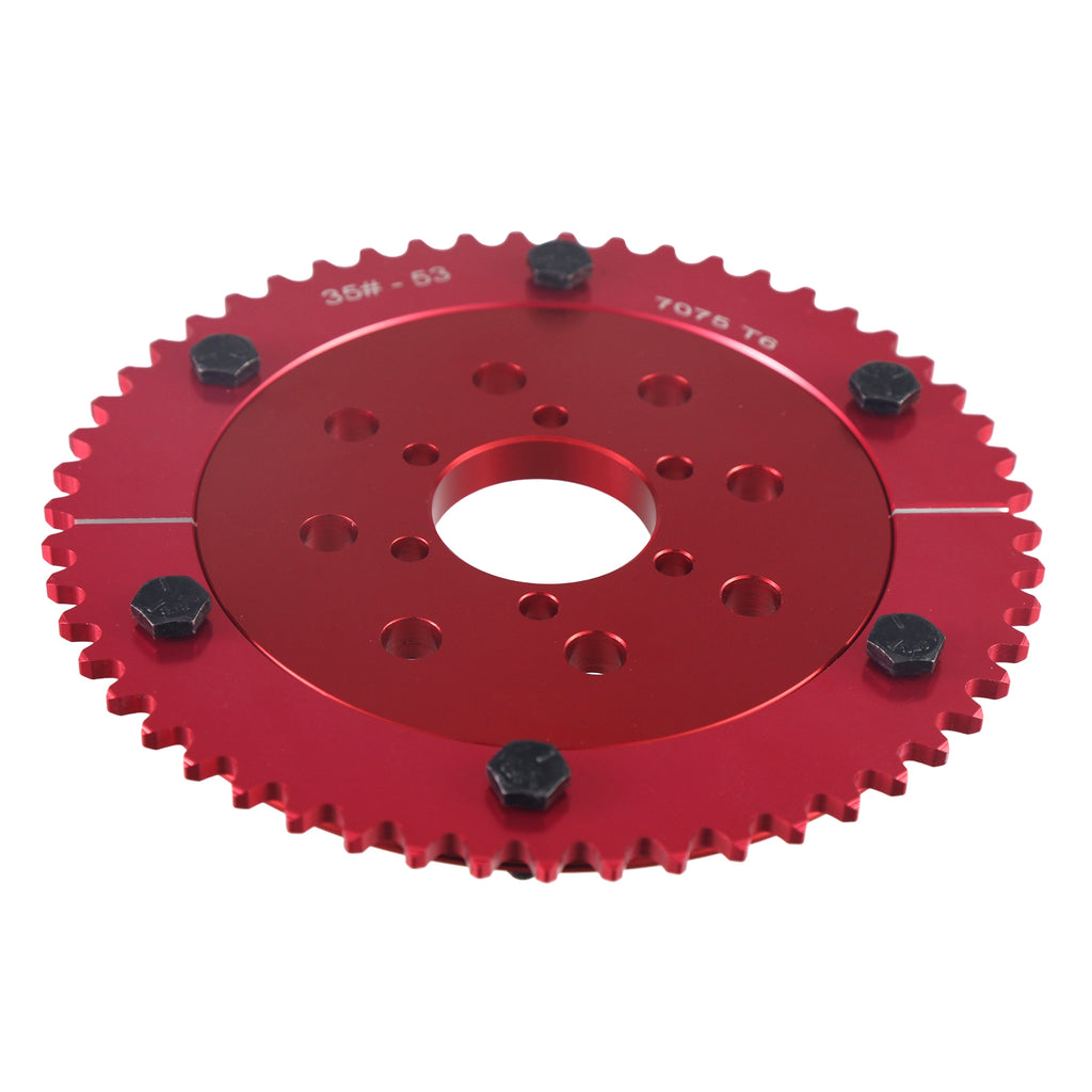 7075 Aluminum Universal 35 Chain 53T Split Sprocket with Adapter for Predator 212cc 196cc 79cc Go Kart Mini Bike CT200U-EX CT200U BT200X CT100U MB200 MBX11 Motorcycle Red