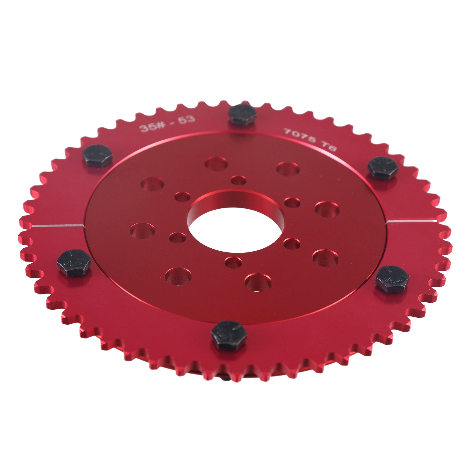 7075 Aluminum Universal 35 Chain 53T Split Sprocket with Adapter for Predator 212cc 196cc 79cc Go Kart Mini Bike CT200U-EX CT200U BT200X CT100U MB200 MBX11 Motorcycle Red