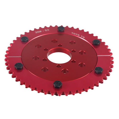 7075 Aluminum Universal 35 Chain 53T Split Sprocket with Adapter for Predator 212cc 196cc 79cc Go Kart Mini Bike CT200U-EX CT200U BT200X CT100U MB200 MBX11 Motorcycle Red