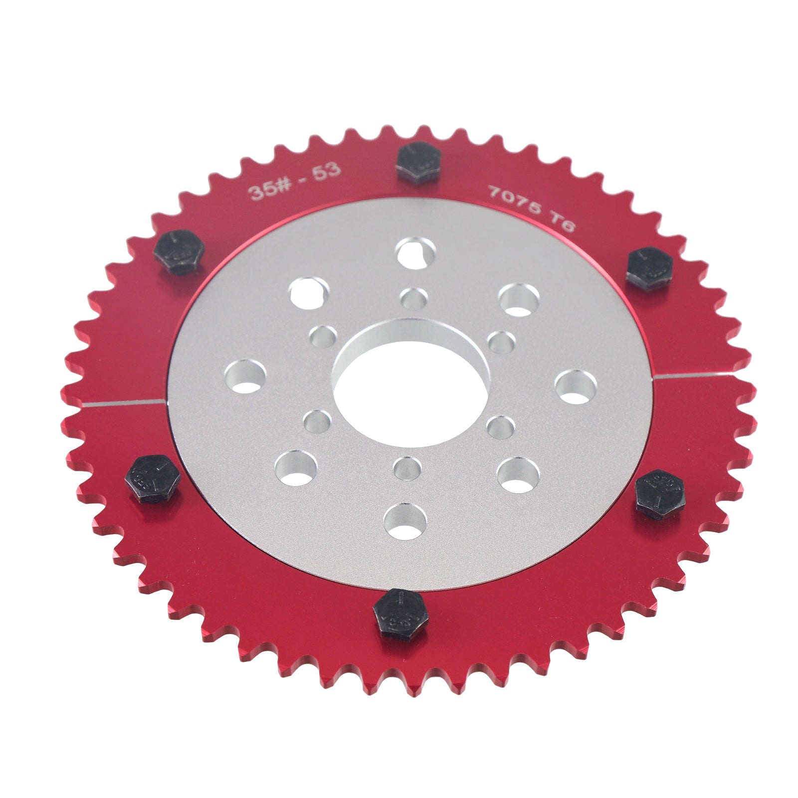 7075 Aluminum Universal 35 Chain 53T Split Sprocket with Adapter for Predator 212cc 196cc 79cc Go Kart Mini Bike CT200U-EX CT200U BT200X CT100U MB200 MBX11 Motorcycle Silver