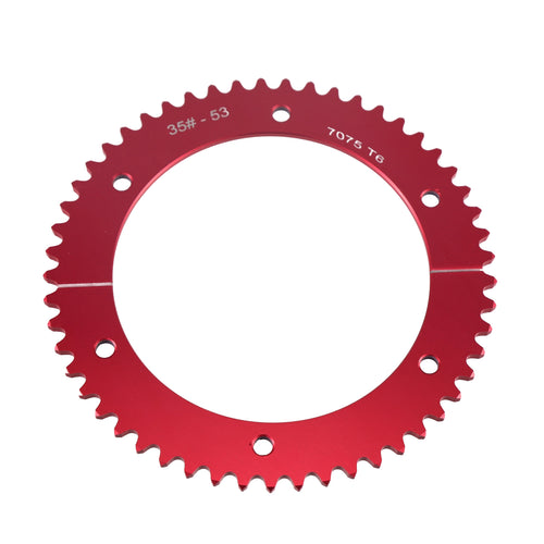7075 Aluminum Universal 35 Chain 53T Split Sprocket with Adapter for Predator 212cc 196cc 79cc Go Kart Mini Bike CT200U-EX CT200U BT200X CT100U MB200 MBX11 Motorcycle Silver