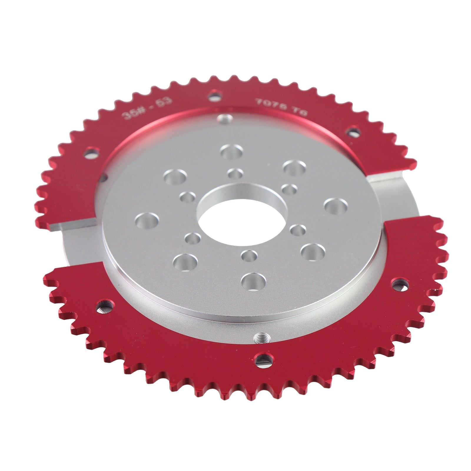 7075 Aluminum Universal 35 Chain 53T Split Sprocket with Adapter for Predator 212cc 196cc 79cc Go Kart Mini Bike CT200U-EX CT200U BT200X CT100U MB200 MBX11 Motorcycle Silver