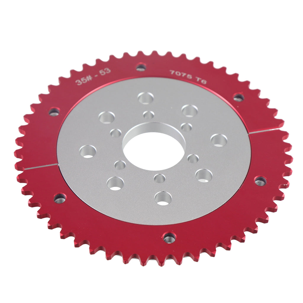 7075 Aluminum Universal 35 Chain 53T Split Sprocket with Adapter for Predator 212cc 196cc 79cc Go Kart Mini Bike CT200U-EX CT200U BT200X CT100U MB200 MBX11 Motorcycle Silver