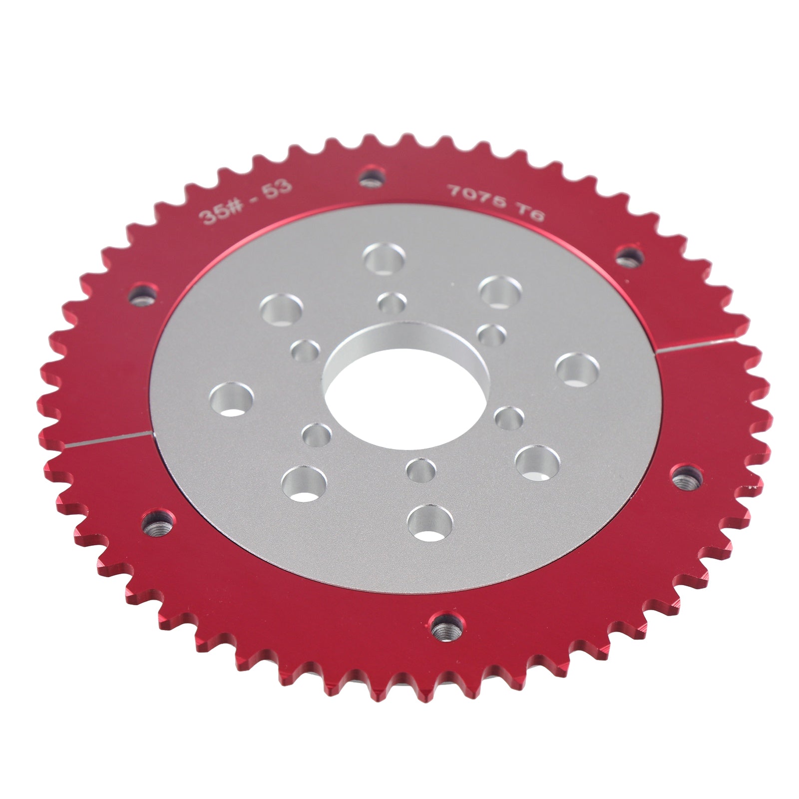 7075 Aluminum Universal 35 Chain 53T Split Sprocket with Adapter for Predator 212cc 196cc 79cc Go Kart Mini Bike CT200U-EX CT200U BT200X CT100U MB200 MBX11 Motorcycle Silver