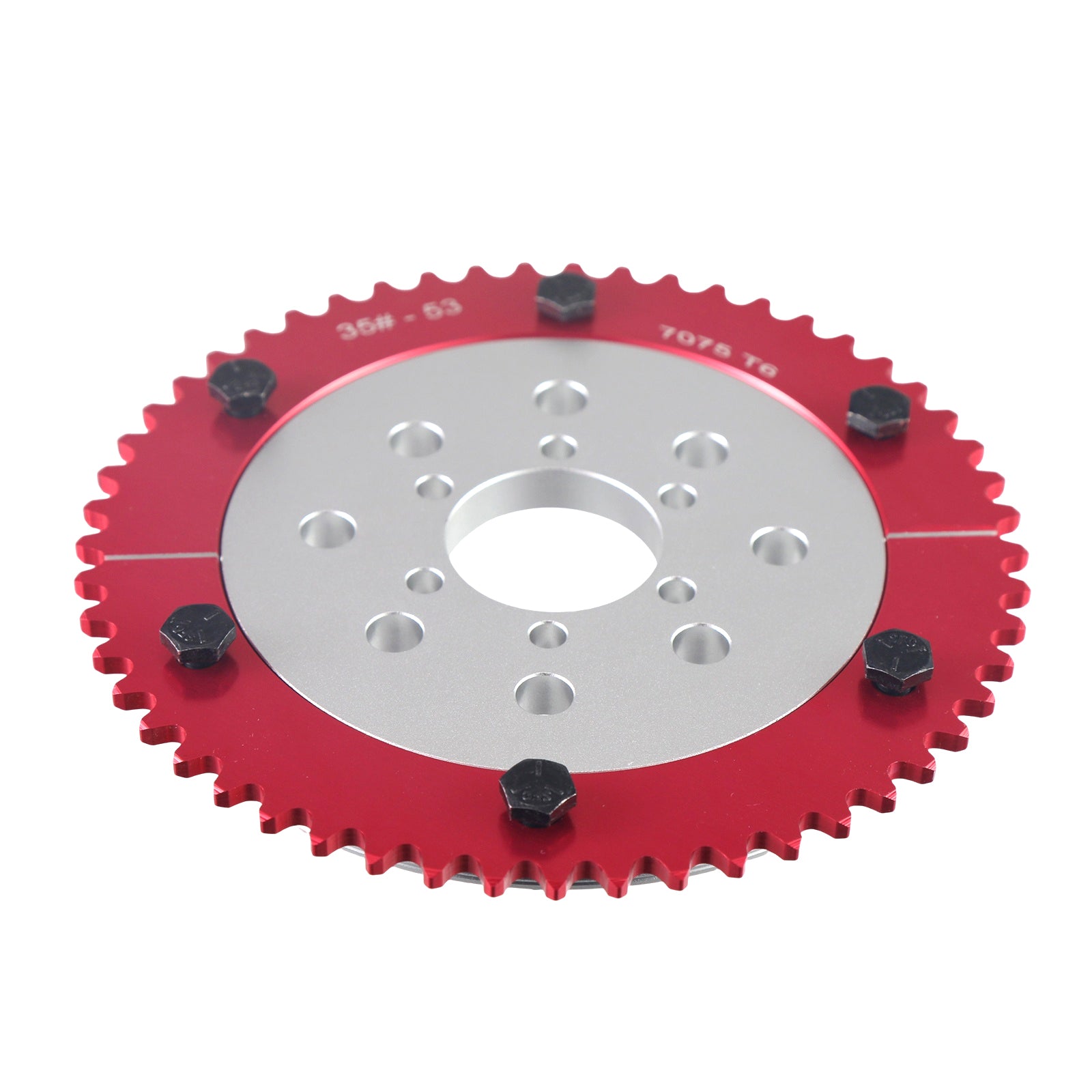 7075 Aluminum Universal 35 Chain 53T Split Sprocket with Adapter for Predator 212cc 196cc 79cc Go Kart Mini Bike CT200U-EX CT200U BT200X CT100U MB200 MBX11 Motorcycle Silver