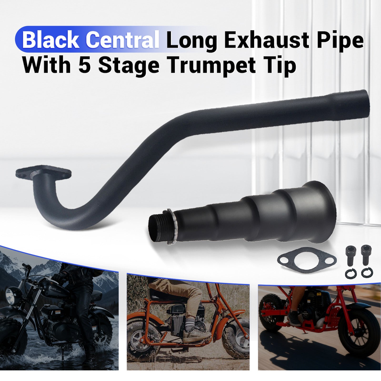 5 Stage Exhaust tip Central long Exhaust Pipe Black