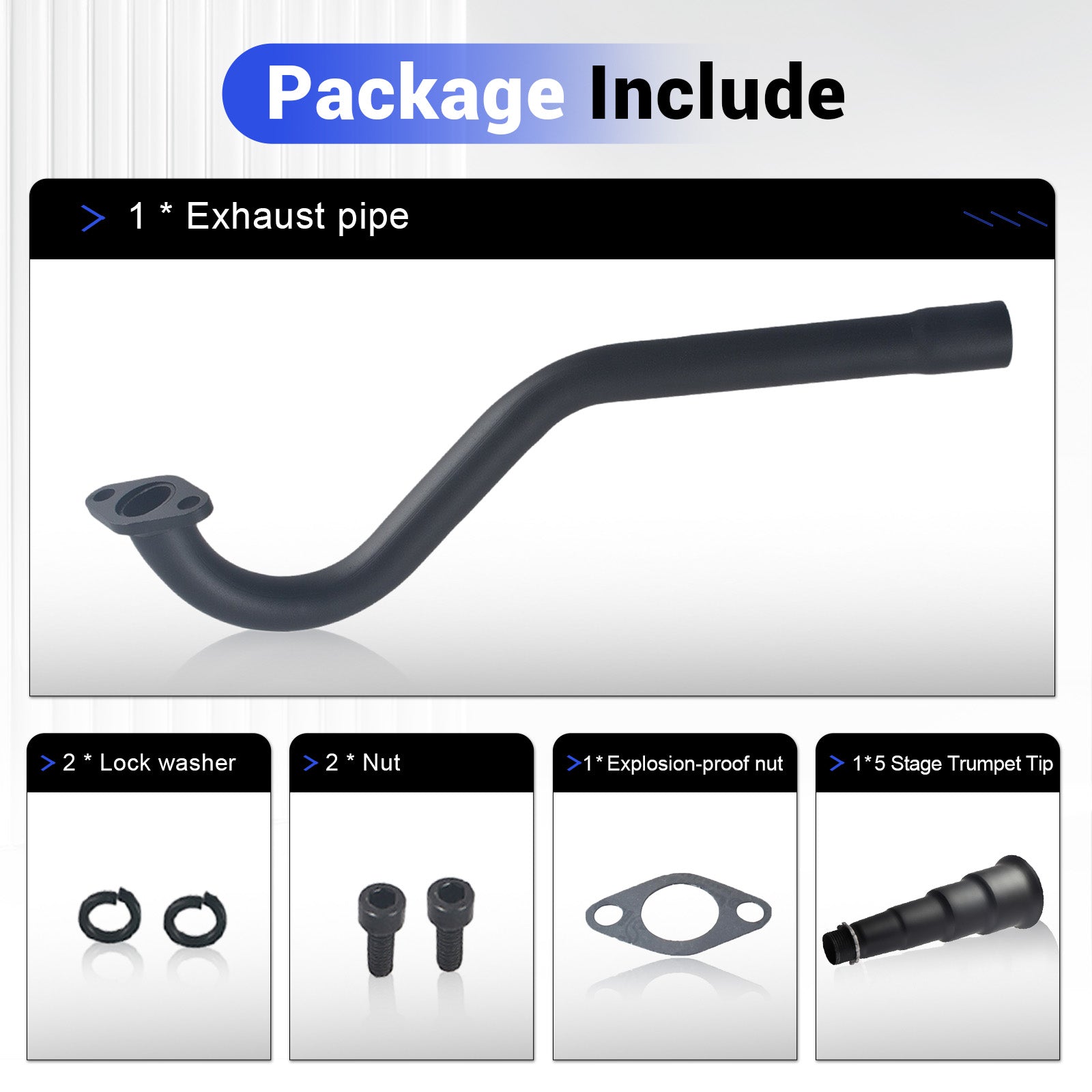 5 Stage Exhaust tip Central long Exhaust Pipe Black