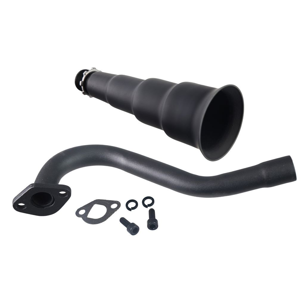 212cc Exhaust Trumpet Pipe for Predator 212 196cc Non Hemi Engine Fit Coleman Powersports KT196 Trailmaster XRX XRS Hammerhead 80T Yerf Dog Manco Tillotson GX200 Go Kart Performance Parts Black