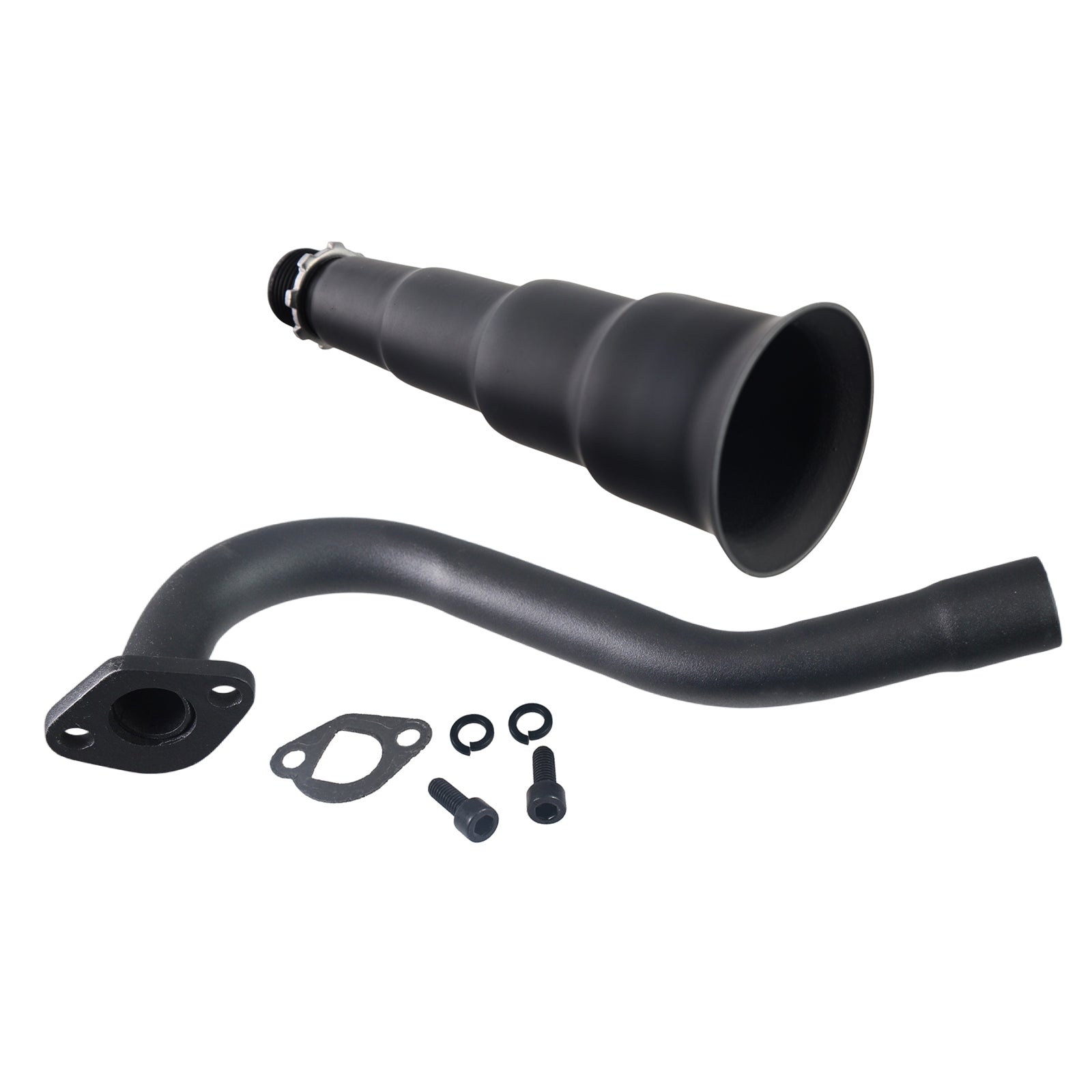 212cc Exhaust Trumpet Pipe for Predator 212 196cc Non Hemi Engine Fit Coleman Powersports KT196 Trailmaster XRX XRS Hammerhead 80T Yerf Dog Manco Tillotson GX200 Go Kart Performance Parts Black