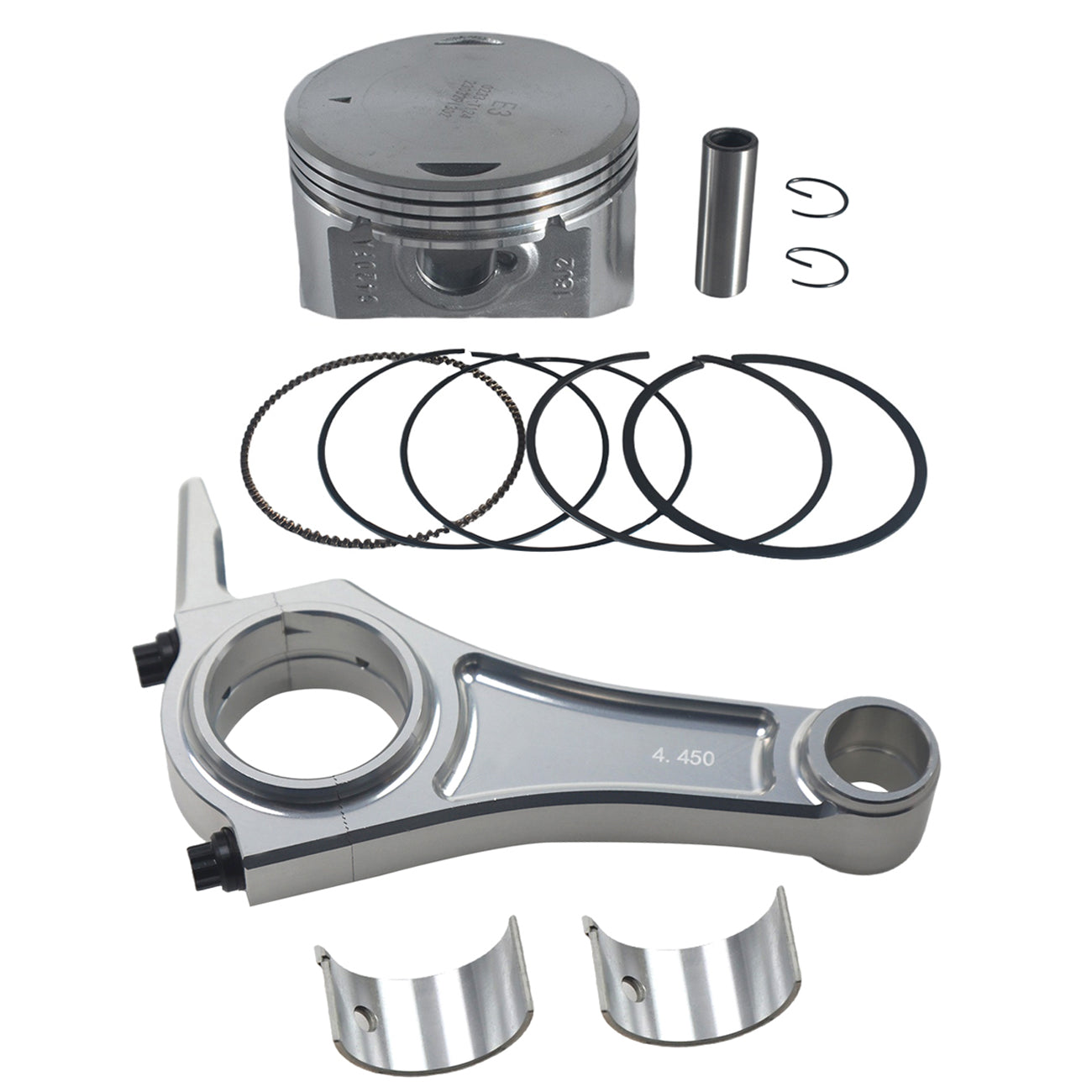 4.450"+.040 Billet Aluminum Connecting Rod And 90mm Piston .660 Flat Top For Predator 420cc Engine Hemi For Honda GX390 Engines