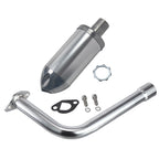Exhaust Pipe female thread With Muffler For Predator 196cc 212cc for GX160 GX200 Engine for Coleman Bt200x Go Kart Mini Bike Performance Parts Silver