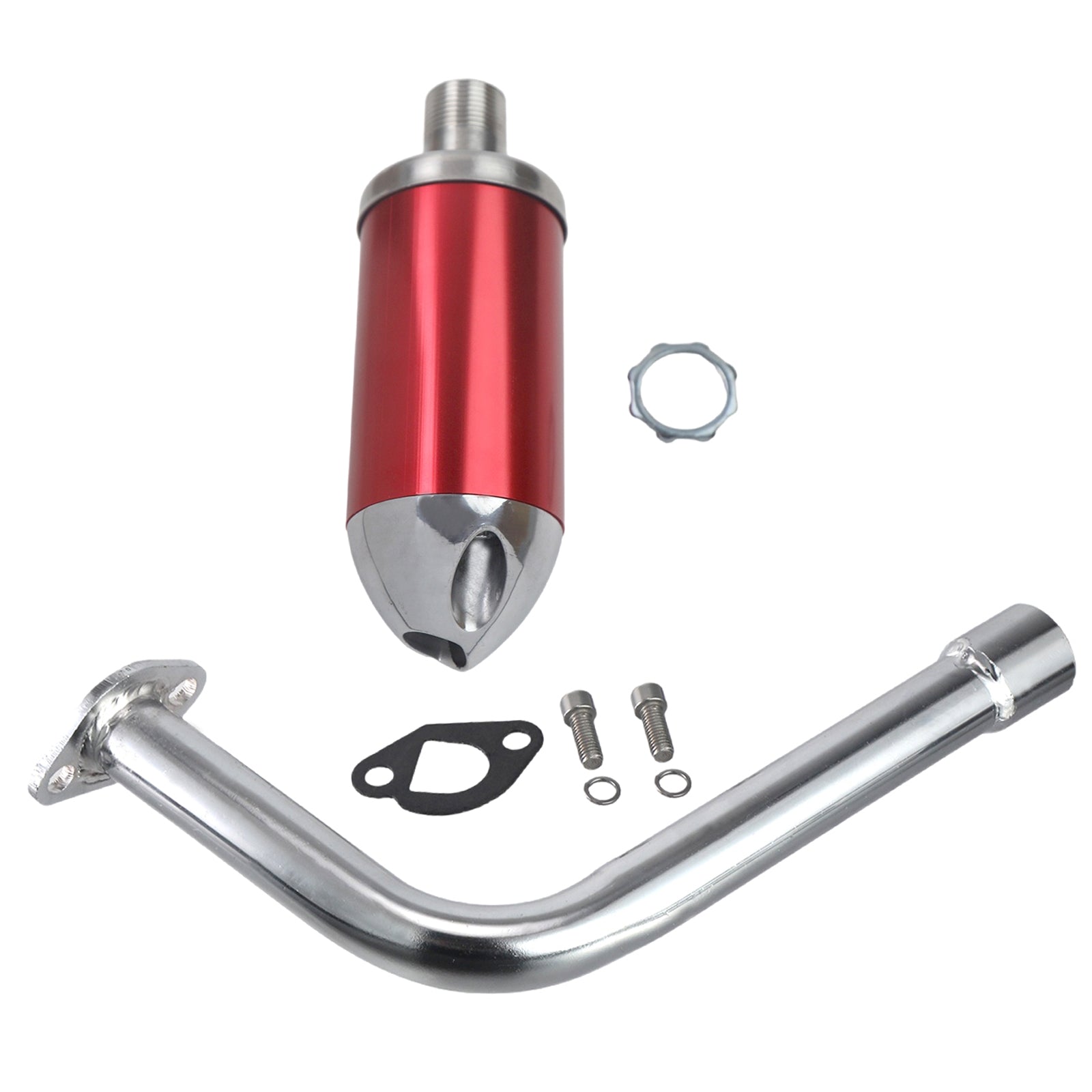 Exhaust Pipe female thread With Muffler For Predator 196cc 212cc for GX160 GX200 Engine for Coleman Bt200x Go Kart Mini Bike Performance Parts Red