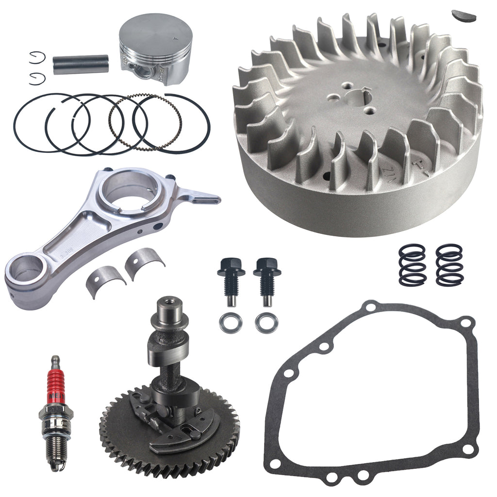 .308 Camshaft and 3.308" Billet Aluminum Connecting Rod and 10krpm Flywheel with 70mm Flat Top Piston and 26lb Valve Spring Kit for Predator 212cc Hemi Engine Go Kart Cart