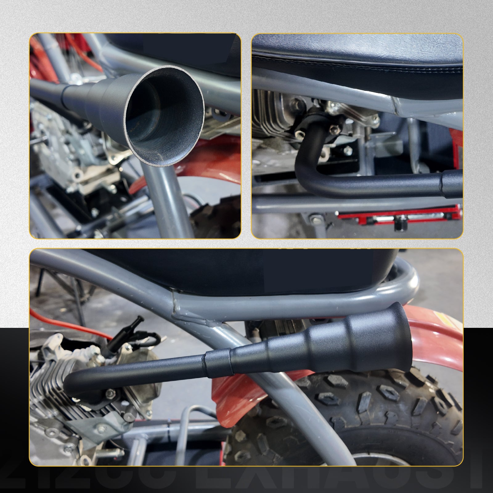 4-Stage Exhaust Header Pipe for Predator 212cc/196cc for Honda GX160/GX200 for Coleman CT200U/CT200U-EX/BT200X Go Kart & Mini Bike Black