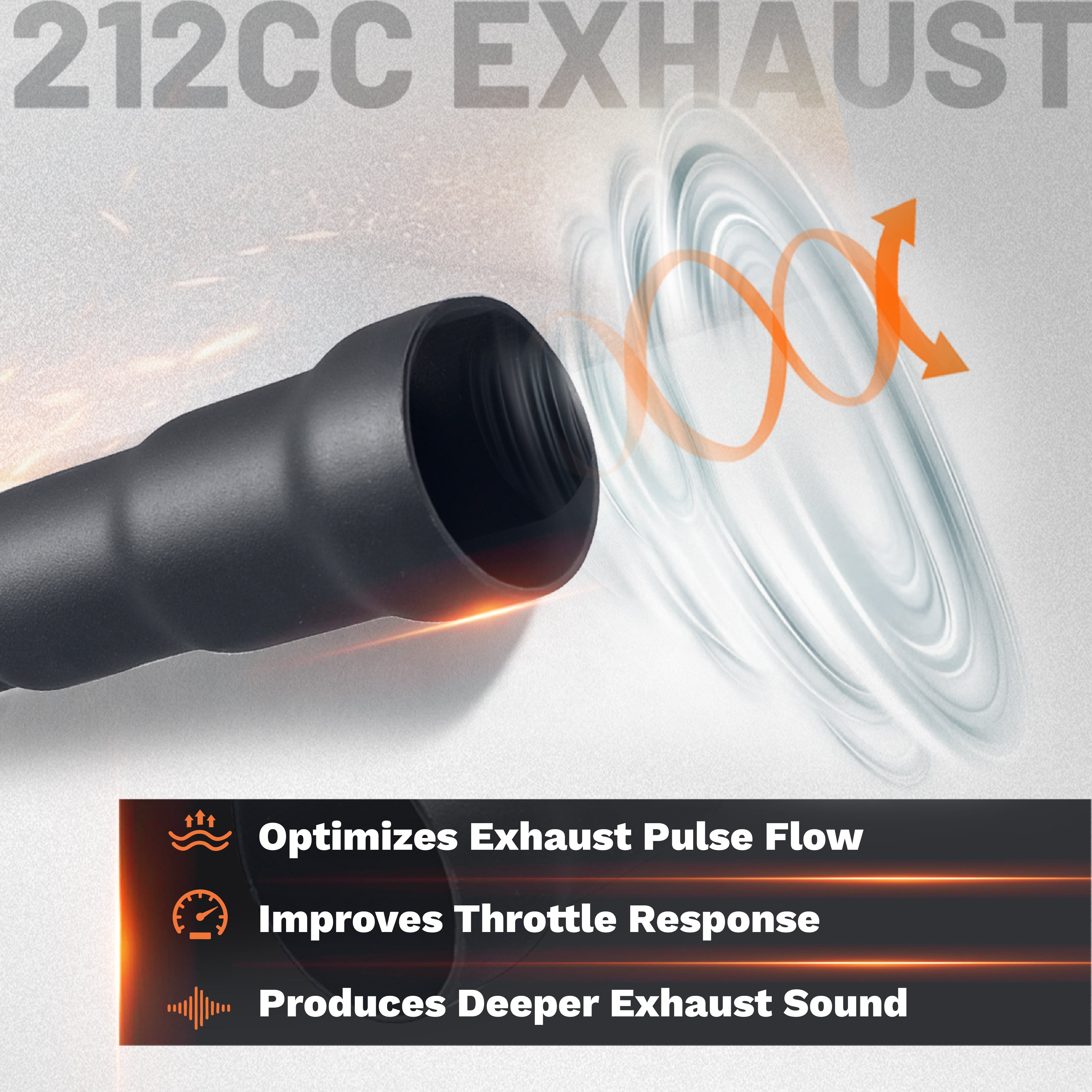 212cc exhaust with 3 Stage exhaust tip For Predator 212cc 196cc 6.5HP for Honda GX160 GX200 for Coleman CT200U BT200X CT200u-ex Mini Bike Go Kart part Black