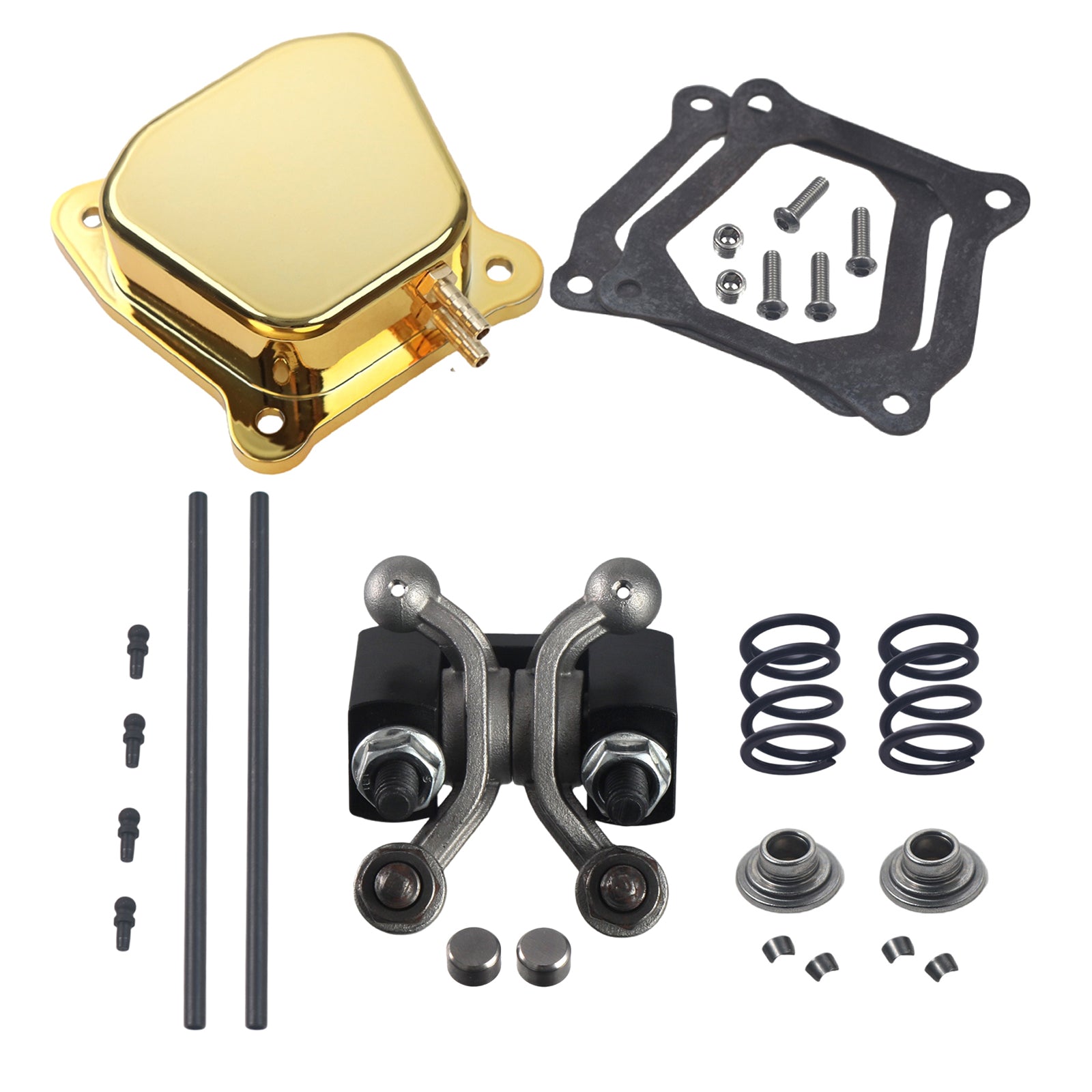 1.3 Ratio Solid Cast Racing Rocker Arm Kit with Billet Valve Cover, Push Rods & 26lb Race Springs for Predator 196cc 212cc 224cc Non-Hemi for Honda GX160 GX200 Engines