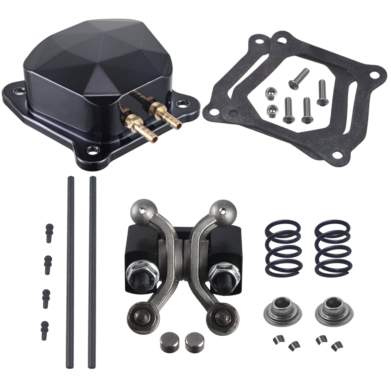 1.3 Ratio Solid Cast Racing Rocker Arm Kit with Billet Aluminum Valve Cover,Push Rods&26lb Race Springs for Predator 196cc 212cc Non-Hemi