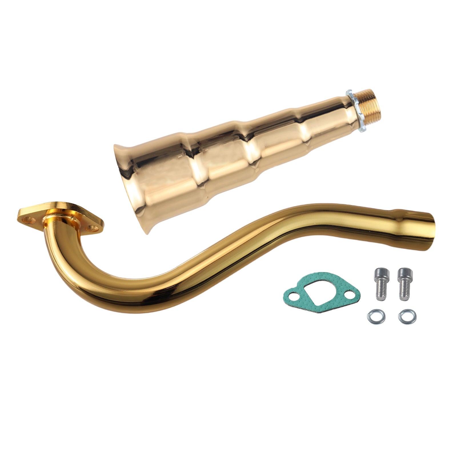 212cc Exhaust Trumpet Pipe for Predator 212 196cc Engine Fit Coleman Powersports KT196 Trailmaster XRX XRS Hammerhead 80T Yerf Dog Manco Tillotson GX200 Go Kart Performance Parts Gold