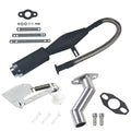 Flexible Exhaust Muffler Pipe Silencer Chain Tensioner Adjuster with Offset Intake Manifold Kit For 49cc 60cc 66cc 80cc 100cc 2 Stroke Engine Motorized Bicycle Bike Gas Motor Parts - Silver