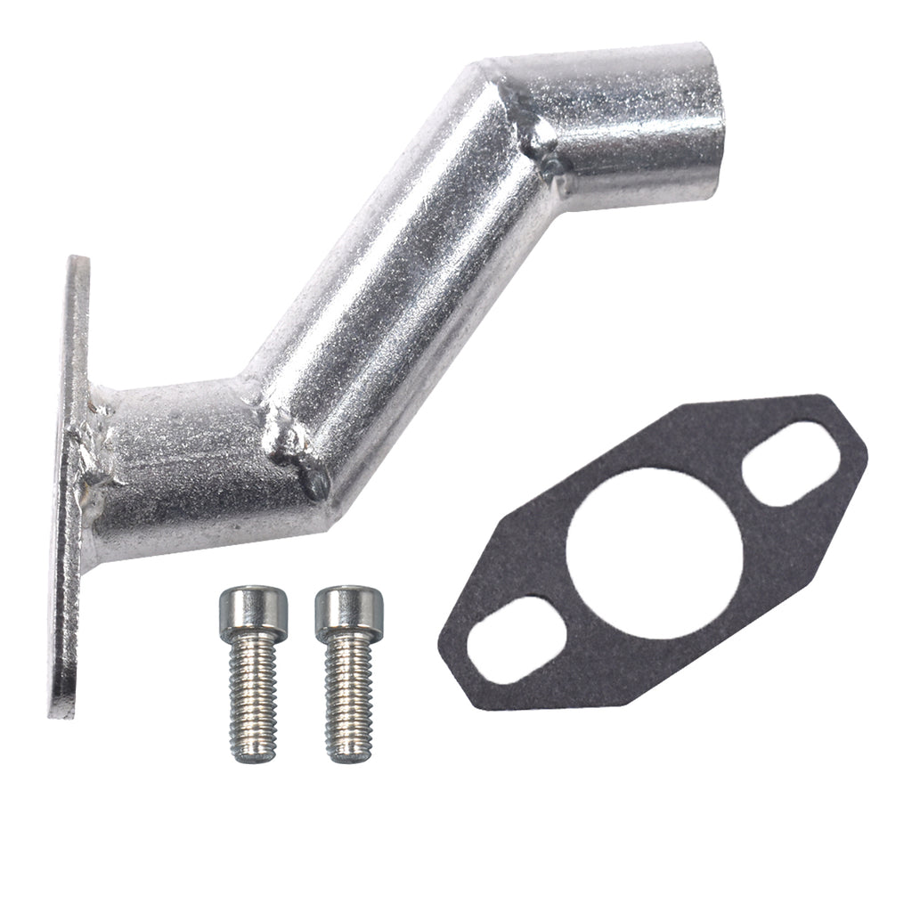 Flexible Exhaust Muffler Pipe Silencer Chain Tensioner Adjuster with Offset Intake Manifold Kit For 49cc 60cc 66cc 80cc 100cc 2 Stroke Engine Motorized Bicycle Bike Gas Motor Parts - Silver