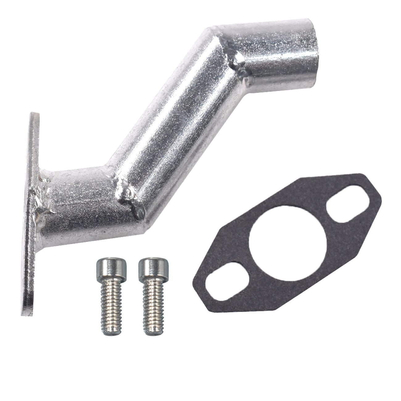 Flexible Exhaust Muffler Pipe Silencer Chain Tensioner Adjuster with Offset Intake Manifold Kit For 49cc 60cc 66cc 80cc 100cc 2 Stroke Engine Motorized Bicycle Bike Gas Motor Parts - Silver