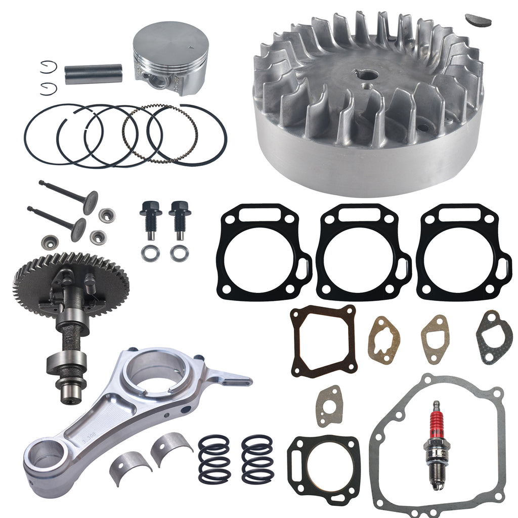 .308 Camshaft With 3.308" Billet Aluminum Connecting Rod And 10krpm Flywheel With 26lb Valve Spring And 70mm Flat Top Piston Kit For Predator 212cc Non-Hemi Engine Minibike Go Kart Performance Parts