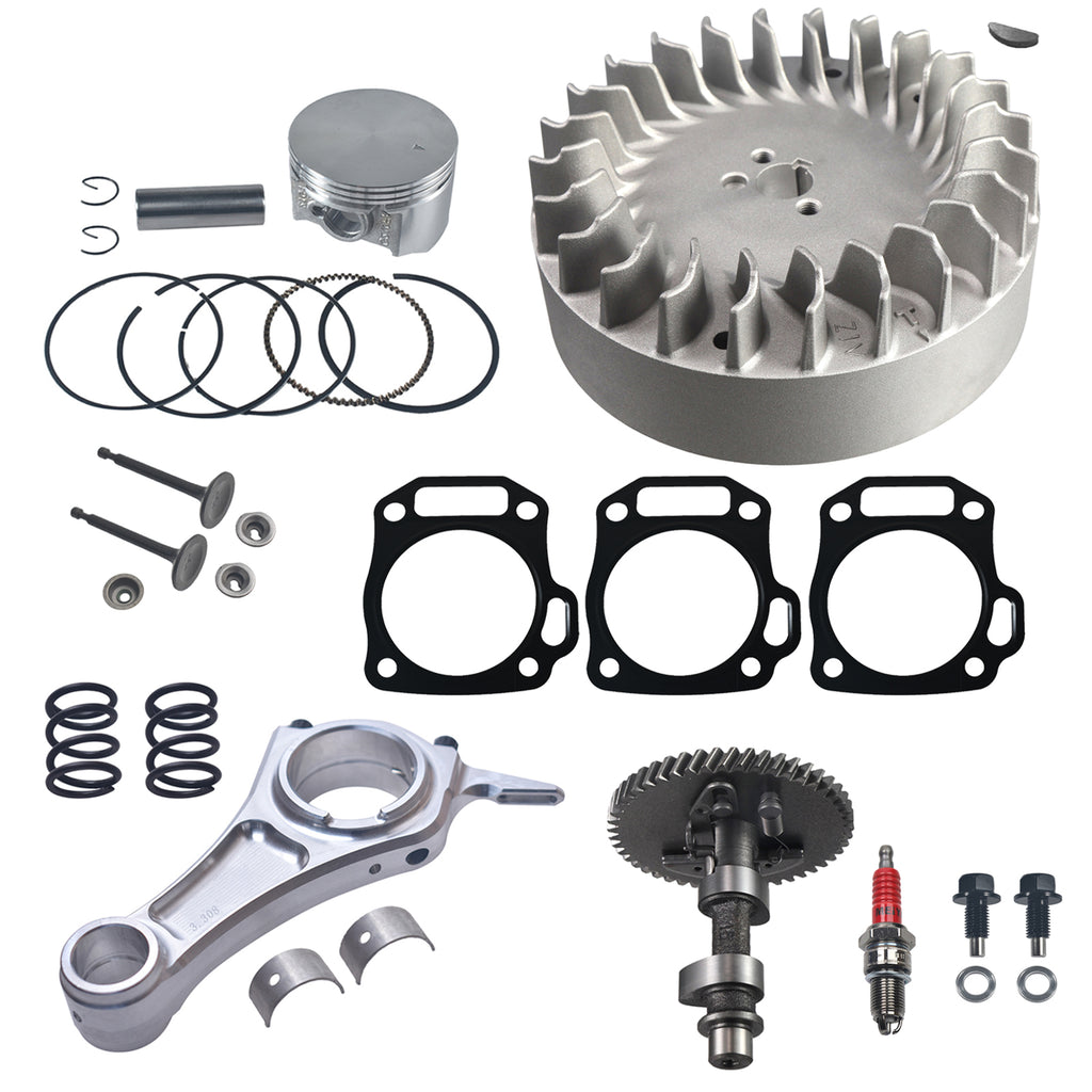 .308 Camshaft With 3.308" Billet Aluminum Connecting Rod And 10krpm Flywheel With 26lb Valve Spring And 70mm Flat Top Piston Kit For Predator 212cc Hemi Engine Minibike Go Kart Performance Parts