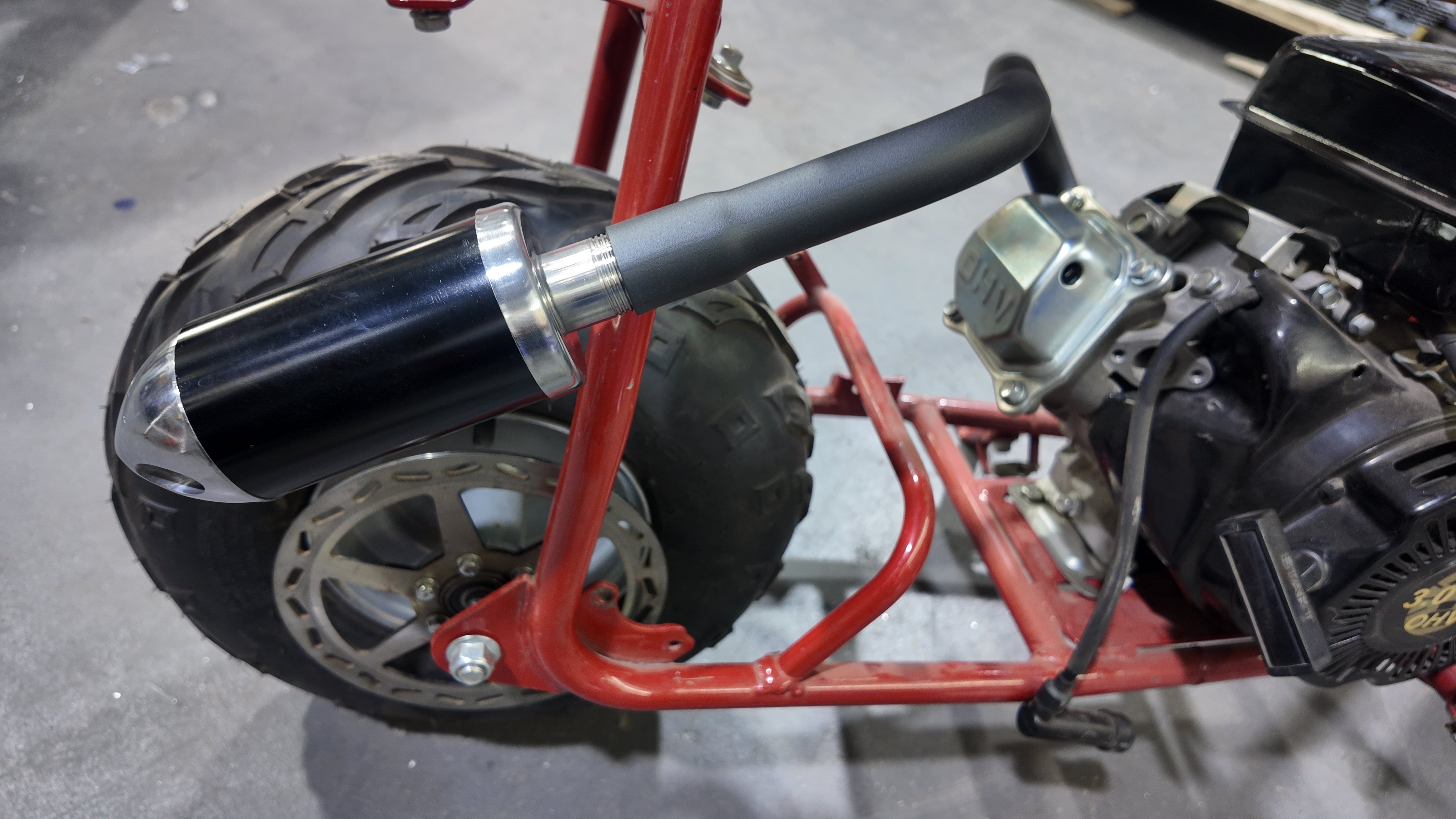 Upgrade Right Long Exhaust Pipe With Muffler For Coleman CT100U Mini Bike Black