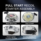 Pull Start Recoil Starter Assembly w/Recoil Fan Cover Shroud Housing kit for Predator 212 Colema* BT200X CT200U 212cc Mini Bike, KT196 Go Kart for Hond* GX160 GX200 Engine