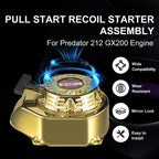 Pull Start Recoil Starter Assembly w/Recoil Fan Cover Shroud Housing kit for Predator 212 Coleman BT200X CT200U 212cc Mini Bike, KT196 Go Kart for Honda GX160 GX200 Engine Gold
