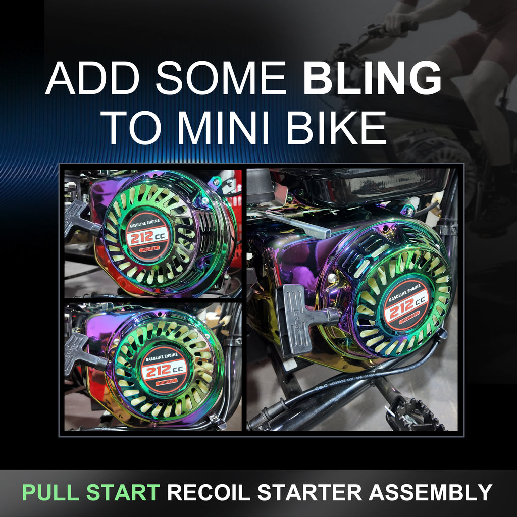 Premium Pull Start Recoil Starter Assembly Kit w/Fan Cover Shroud Perfect Fit for Predator 212 Coleman BT200X/CT200U 212cc Mini Bikes & Honda GX120/GX160/GX200 Engines Colorful