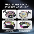 Premium Pull Start Recoil Starter Assembly Kit w/Fan Cover Shroud Perfect Fit for Predator 212 Coleman BT200X/CT200U 212cc Mini Bikes & Honda GX120/GX160/GX200 Engines Colorful