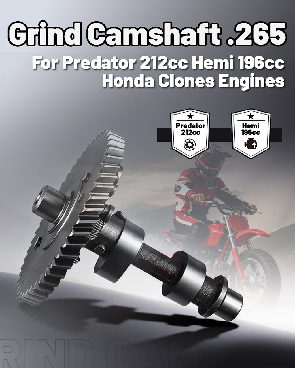 212cc .265 Cam Camshaft for Predator 212cc Hemi 196cc Clone GX200 Engine Minibike Go Kart Performance Parts