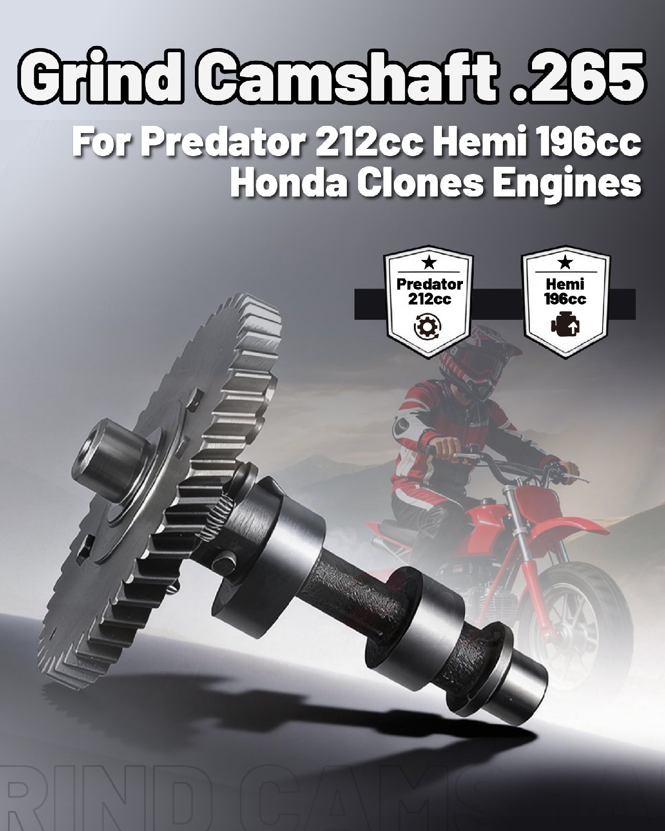 212cc .265 Cam Camshaft for Predator 212cc Hemi 196cc Clone GX200 Engine Minibike Go Kart Performance Parts