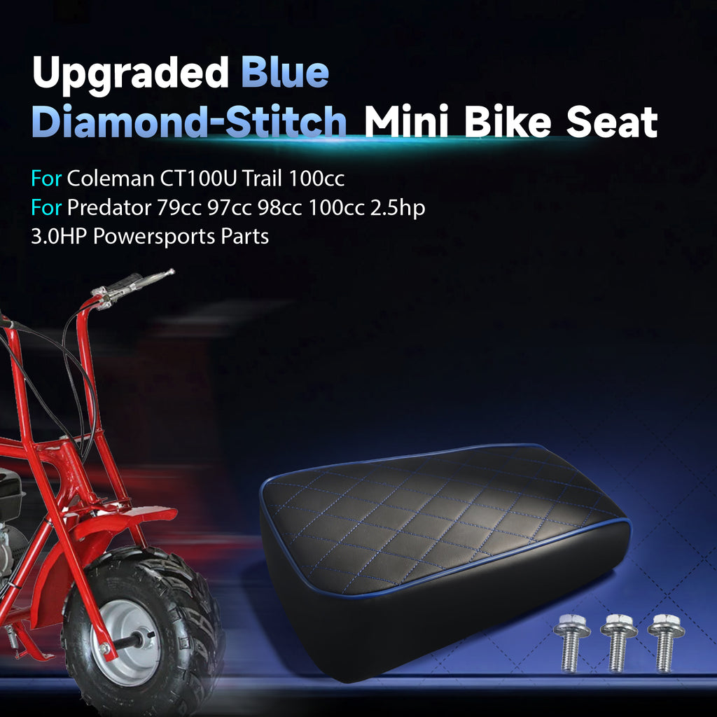 Blue Diamond-Stitch Mini Bike Seat for Coleman CT100U