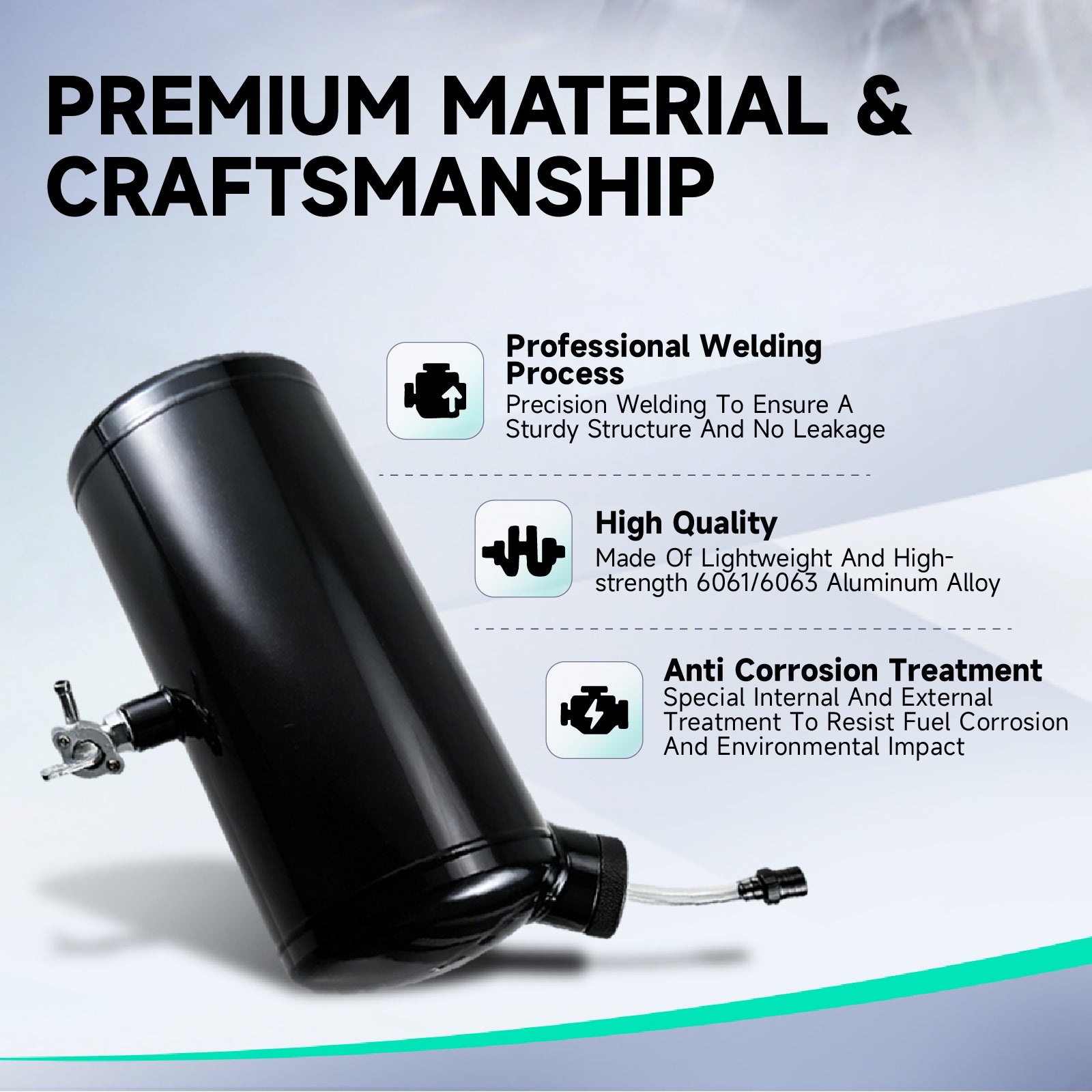 Upgraded beveled design 10x4.5" Aluminum alloy welding Gas Fuel Tank Cylinder(Premium Glossy Paint Finish ) For Predator 212cc 196cc/6.5HP Go Kart & Mini Bike,For Coleman CT200U BT200X CT200u-ex