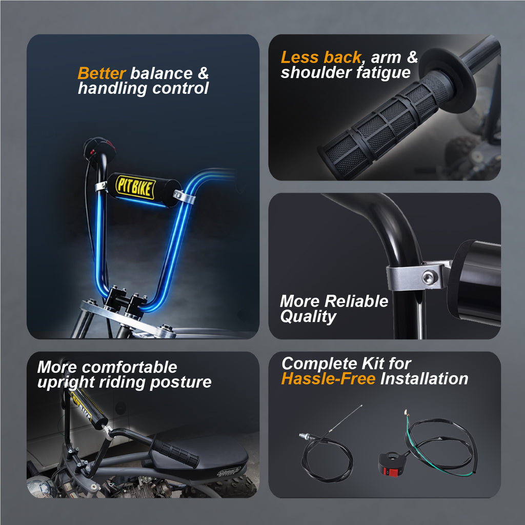 7/8 Mini Bike Handlebars 14" Ape Hanger