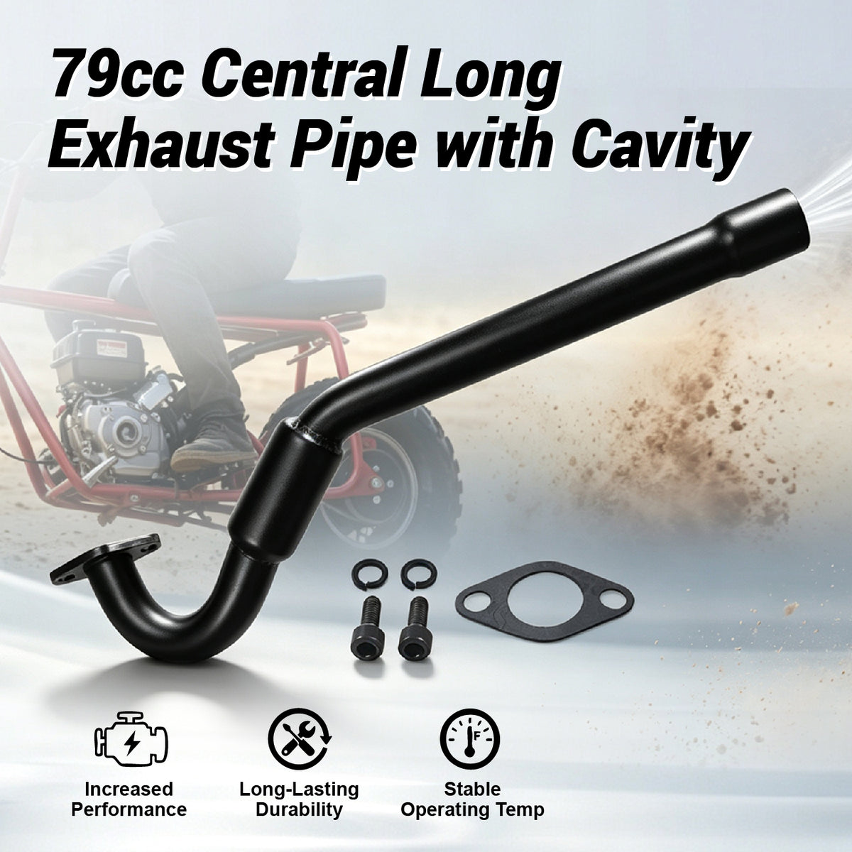 Exhaust Pipe with Cavity For Predator 79cc 98cc  Coleman CT100U