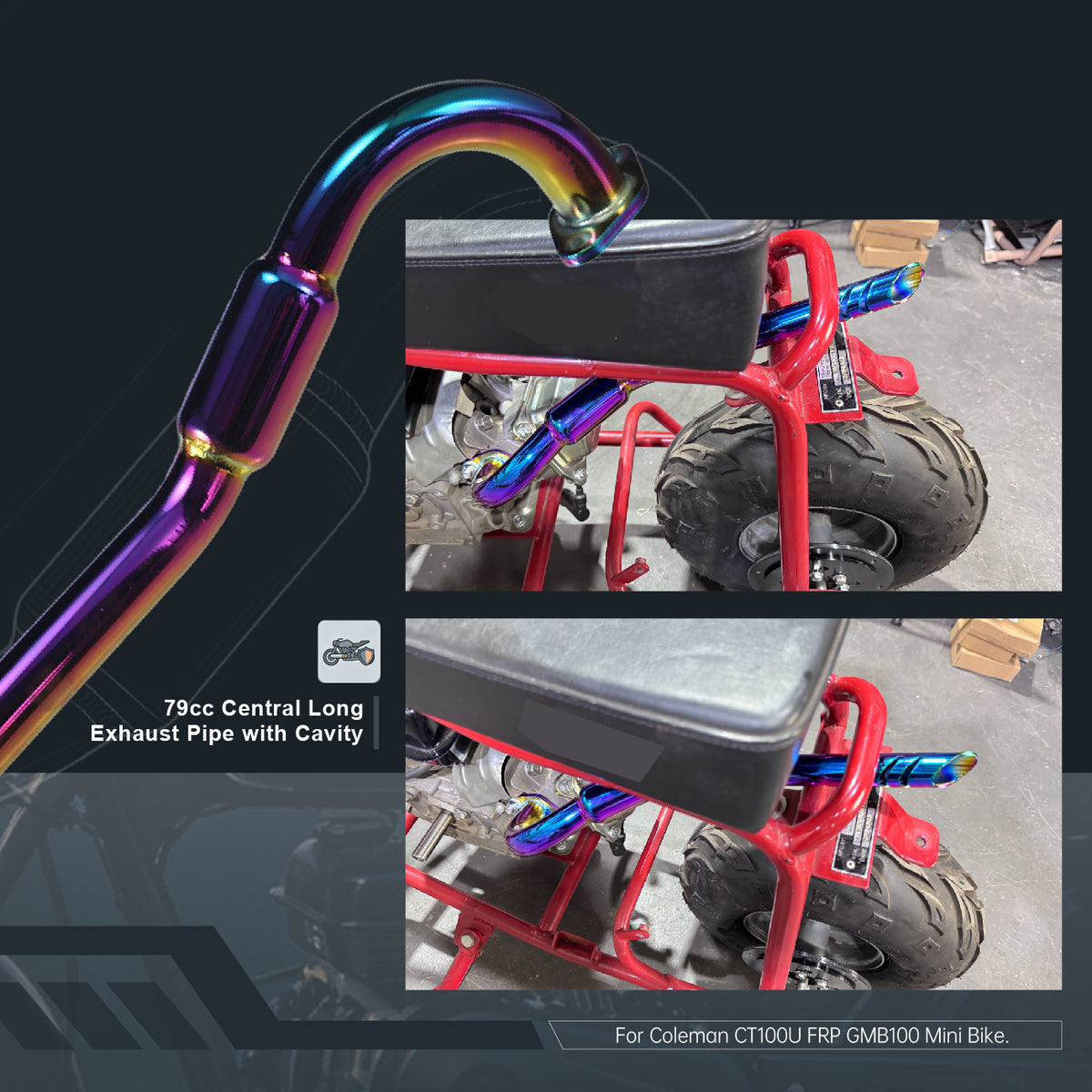 Central 98cc Exhaust Pipe For FRP GMB100 Coleman CT100U