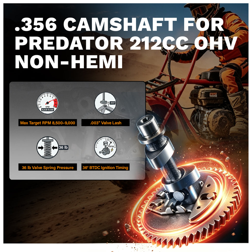 .356 Camshaft For Predator 212cc OHV non-hemi Welded Lobe Cam