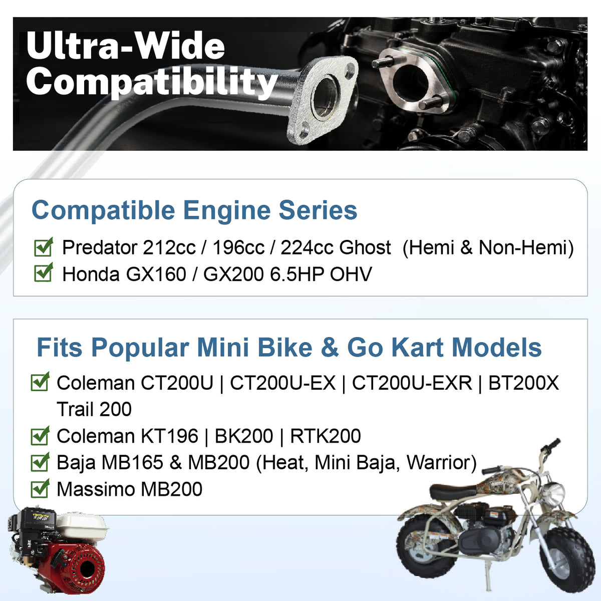 3 Stage Exhaust Header Pipe For Predator 212cc
